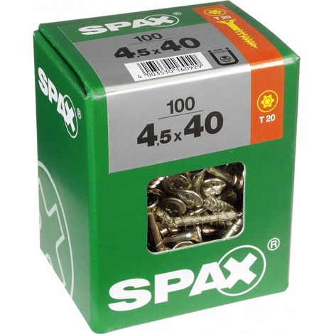 Juego de 100 tornillos de acero con cabeza avellanada SPAX Torx, diámetro 4,5 mm x largo 40 mm SPAX