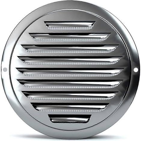 Conduit de ventilation mural en acier inoxydable, tuyau d'entrée/sortie d'air de 100 mm, grille de protection en métal avec maille de protection. (1/4)