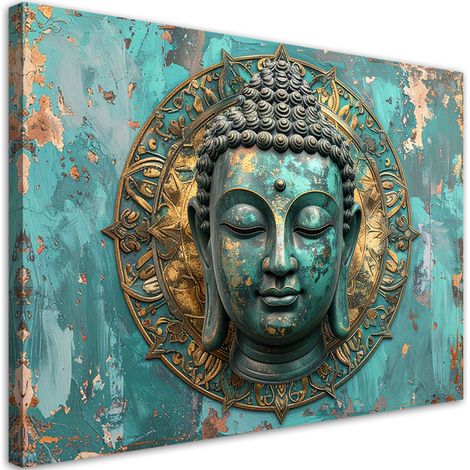 Tableau déco Bouddha turquoise Zen Spa Orient 90x60 (1/4)