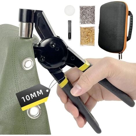 Oeillets Métalliques Kit 10mm, Pince à Oeillets pour Bâches et Tissus, set d'oeillets pour Bâches avec 200 Oeillets (Ø 10mm) et Kit d'outils (1/5)