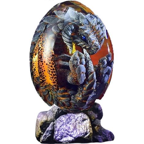 Ornements d'œufs de dragon de lave, œuf de dragon en résine transparente cristal, sculpture artisanale, souvenir de dragon de feu de poche (1/4)