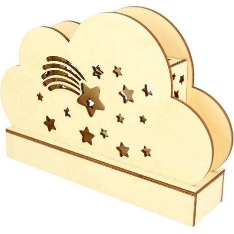 Lampe en bois LED à décorer 'Artemio - Rainbow' Nuage Etoile 25x13.7x5.5 cm