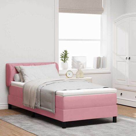 vidaXL Lit à ressorts avec coussin Rose 100 x 200 cm Velours (1/5)