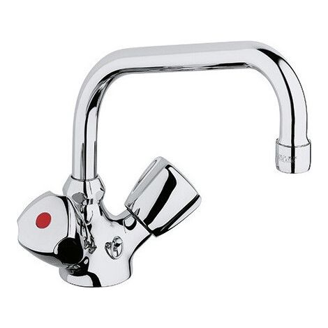 Mitigeur d'évier STANDARD DN 15, porte-chaîne, poignée Terralux, plastique chromé KLUDI