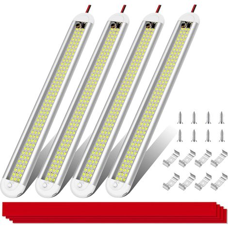 Barra luminosa a LED per interni da 12 V, barra da 120 LED per auto da 12 V con interruttore on/off, barra luminosa da 1600 lm per furgoni, auto, campeggio, camion, barca, 4 pezzi (1/5)