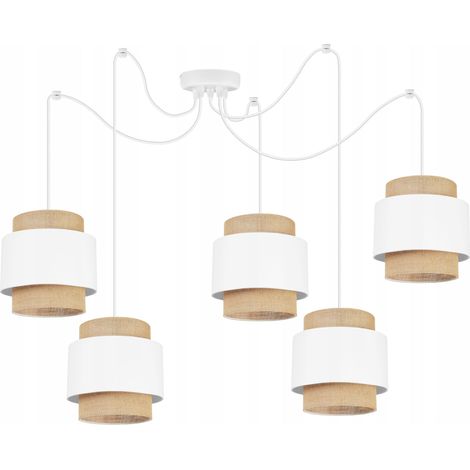 Hängelampe, Kronleuchter, Deckenlampe, Boho-Jute-Lampenschirm (1/5)