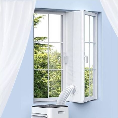 Fensterdichtung für Klimaanlagen, luftdichte Fensterdichtung für mobile Klimageräte und Wäschetrockner, 400 cm langes Dichtungsset für mobile Klimaanlagen mit Reißverschluss und Klebeverschluss (1/4)
