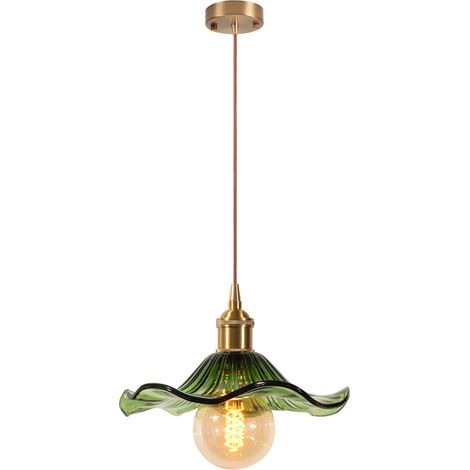 Plafonnier D'Intérieur Vintage Suspension Luminaire En Verre Lustre Rétro Suspension Moderne En Verre Pour Salon, Chambre, Couloir Vert (1/5)