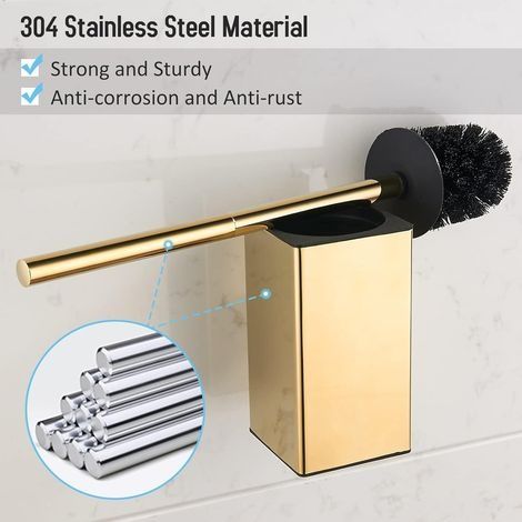 Wandmontierter Toilettenbürstenhalter aus vergoldetem Edelstahl 304 (1/4)