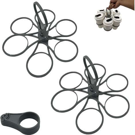 Porte-gobelet, lot de 2, pliable et muni d'une poignée, pour boissons non alcoolisées (café, bière, etc.). (1/5)