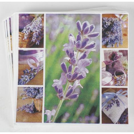 24x 20er Packung Servietten 33x33cm Papiertuch 3-lagig Blumen Lavendel (1/2)