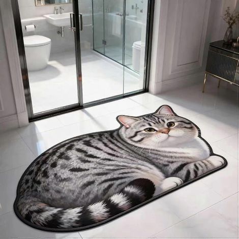 Tapis de porte terre de diatomées motifs animés, tapis de bain chat mignon absorbant (1/5)