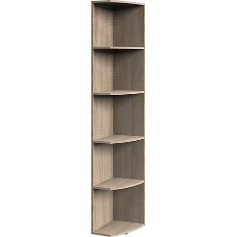 Etagère avec 5 tablettes coloris imitation chêne - longueur 30 x hauteur 185 x profondeur 38 cm