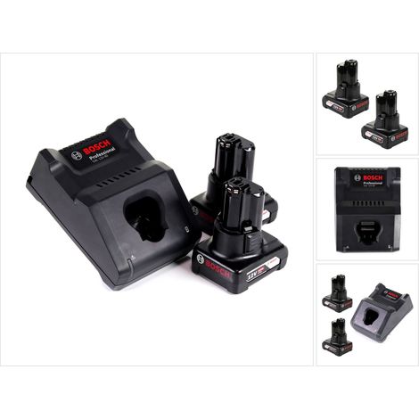 Caricabatterie rapido Bosch GAL 12V-40 Professional (1600A019R3) + 2 batterie da 6,0 Ah (1600A00X7H)