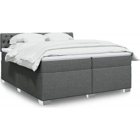 vidaXL Sommier à lattes de lit avec matelas Gris foncé 200x200cm Tissu (1/5)