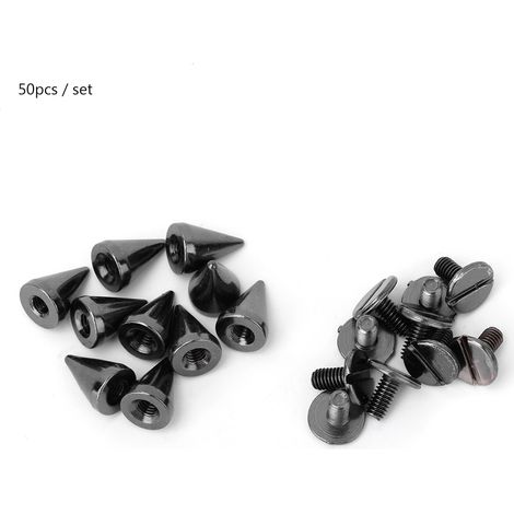 50 clous pointes punk 7x10mm, rivets en métal pour maroquinerie, décoration DIY vêtements, couleur gun (1/5)