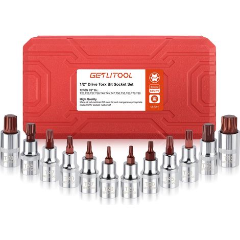 12PCS Douille Torx Male 1/2",T20-T80 en Acier S2+CRV (1/5)