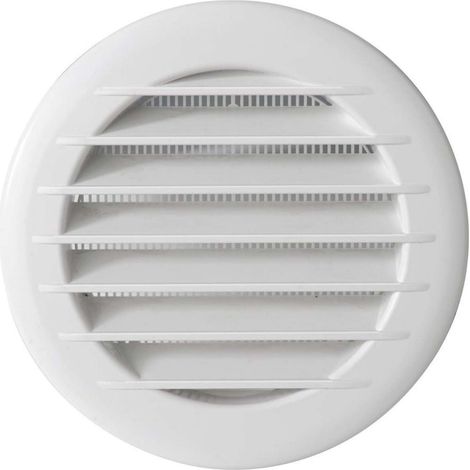 Grille de ventilation encastrée Ø 125 mm ronde en Polypropylène blanc, système anti-insectes