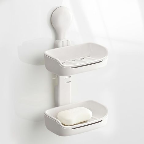 Portasapone da doccia senza fori con foro di scarico, portasapone a ventosa, portasapone da parete, mensola da doccia per bagno e cucina