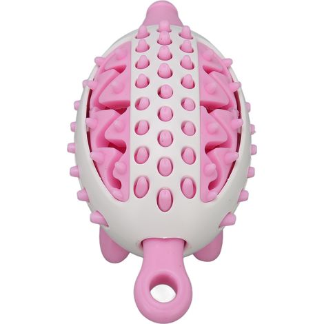 Distributeur de friandises pour chien, jouet de nettoyage des dents résistant aux morsures en forme de hérisson, rose. Jouet à mâcher et puzzle pour chiot. (1/5)