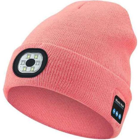 Bonnet de téléphone de sauna sans fil,lumière LED,microphone intégré,musique et appels,sport de plein air,Bluetooth - Rose[D42280]