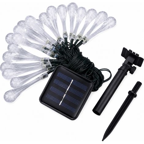Guirlande LED Gouttes Blanc Froid, 80 LED à Piles Étanches pour Décoration de Noël Extérieure (1/5)