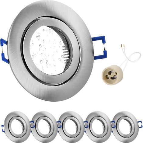 4x Spot LED Encastrable IP65 Cadre Avec Douille GU10, Spots de plafond en Fer Nickel brossé, Rond plat Spots Salle de bain spot cadre d'encastrement 68mm pour extérieur- intérie (1/5)