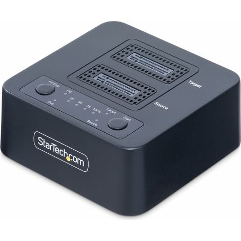 StarTech.com 1:1 M.2 NVMe Kopierstation, 90GB/m Unabhängiger PCIe SSD Duplicator/Clone Station, USB-C 3.2 20Gbps M.2 Dual-Bay Dock, NVMe Cloner, USB-C/A Kabeln