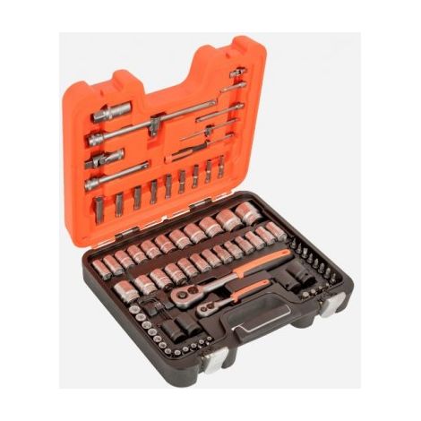 Bahco – Coffret multi-outils 77 pcs – Douilles 1/4' et 1/2' en alliage d'acier – Profil Dynamic-Drive™ pour réduction d'usure