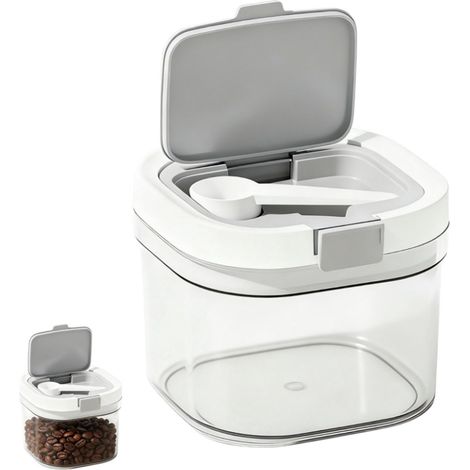 Contenitore per alimenti - Contenitore per zucchero - Contenitore ermetico - Adatto per conservare latte in polvere, caffè e spezie - Trasparente - 800 ml - Dosatore (1/5)