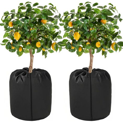 Lot de 2 protections thermiques pour plantes en pot 40 x 35 cm, housses d'hivernage avec cordon de serrage (1/5)