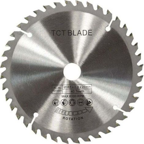 165mm TCT Lame de scie circulaire Disque de coupe rotative en argent pour la coupe du bois 40 dents (1/4)