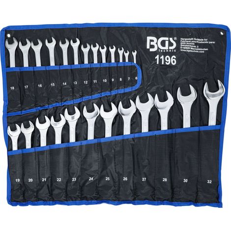 BGS 25tlg. Maul-Ringschlüssel-Satz 6 - 32 mm nach DIN3113A in Rolltasche - 1196