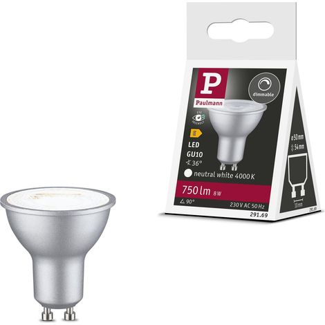 29169 Réflecteur LED Standard 230 V GU10 750lm 8W 4000 K gradable Chrome mat 36° ampoule (1/5)