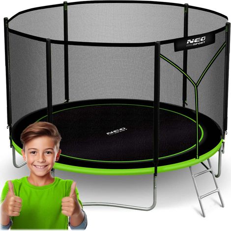 Trampolín de jardín de 312 cm con red exterior y escalera Neo-Sport