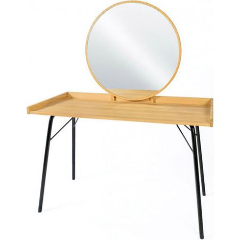 Coiffeuse Design en Bois "Rayburn" 115cm Naturel (1/5)