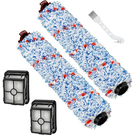 Compatible avec les pièces de rechange Bissell : comprend 2 brosses à rouleau 1868 et 2 filtres de rechange pour aspirateur 1866. (1/4)