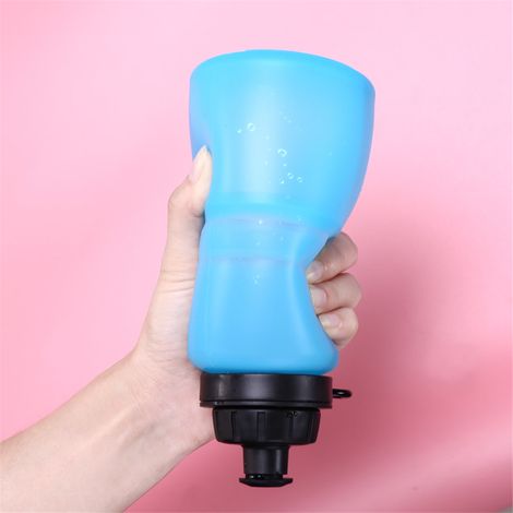 Zusammenfaltbare Silikon-Sportwasserflasche, hitzebeständig, tragbarer Becher für Outdoor-Reisen (Blau) (1/5)