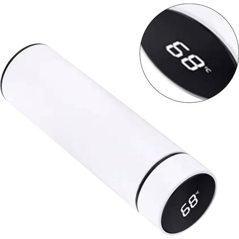 Bouteille isotherme de 500 ml, revêtement en acier inoxydable 304, fond en silicone, format portable, blanche. (1/5)