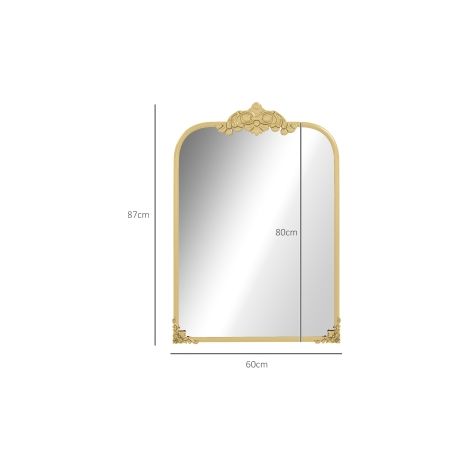 Miroir mural doré 60 x 87 cm de style baroque avec cadre décoratif en métal pour salon et chambre (1/5)
