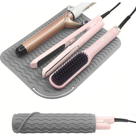 2 Tapis de protection thermique, Antidérapant, TPR, Résistant à la chaleur, Pour fer à lisser et voyage (1/5)