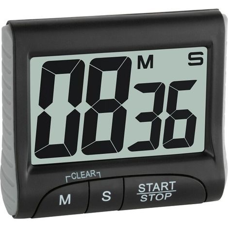 Digital Timer and Stopwatch, 38.2021.01, Electronic Egg Timer, with Display, Large Digits, Kitchen Accessories, Short Timer, Up to 99 Min 59 Sec, Black (1/4)