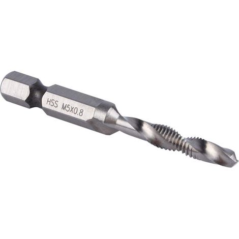 M5 Foret Mèche 1/4" Tige Hexagonale HSS Jeu de Foret Mèche/Jeu de Mèches à Tarauder,Filetage Vis Robinet Tap Bit GROOFOO (1/4)