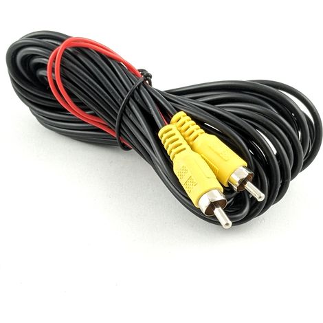Câble 2 en 1 pour caméra de recul, vidéo, alimentation, RCA, prise mâle, 15 m (1/2)