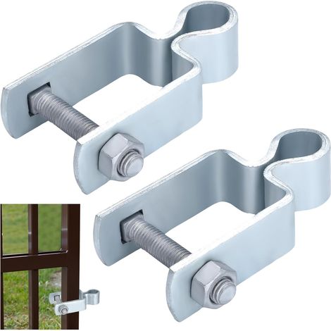 Bisagra hembra cuadrada de 2 piezas, 1,5 x 1,5 pulgadas, pivote de 5/8 de pulgada, acero galvanizado plateado, pernos y tuercas incluidos, para puerta/valla. (1/5)