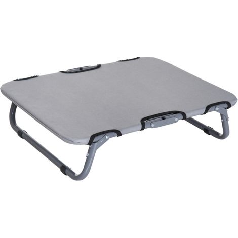 Lit pour Chien Pliable et Surélevé Respirant Toile Oxford 600D et Cadre Acier Couchage pour Petit Chien Gris 59x46x15 cm (1/5)