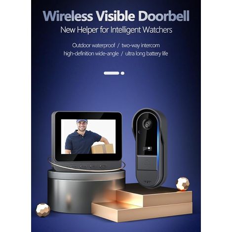Drahtloser Videolautsprecher für den Außenbereich, Zwei-Wege-Video-Gegensprechanlage, Touchscreen, Nachtsichtfunktion und 170°-Weitwinkelobjektiv.