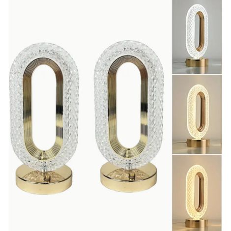 Lampe de Table en cristal LED couleurs veilleuse chevet à intensité variable décoration Rechargeable sans fil 2 3 acrylique (1/5)
