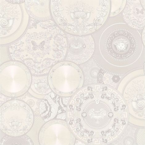 Exclusive luxury wallpaper wall Profhome 349014 non-woven wallpaper slightly textured design shiny silver white cream 7.035 m2 (75 ft2) (1/5)