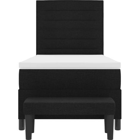 Lit simple  Lit adulte  Lit à ressorts avec coussin Noir 80 x 200 cm tissu (1/5)